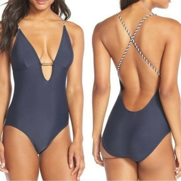 Ted Baker Nolah Navy Blue Rope Tie Swimsuit - EUC - Picture 1 of 10